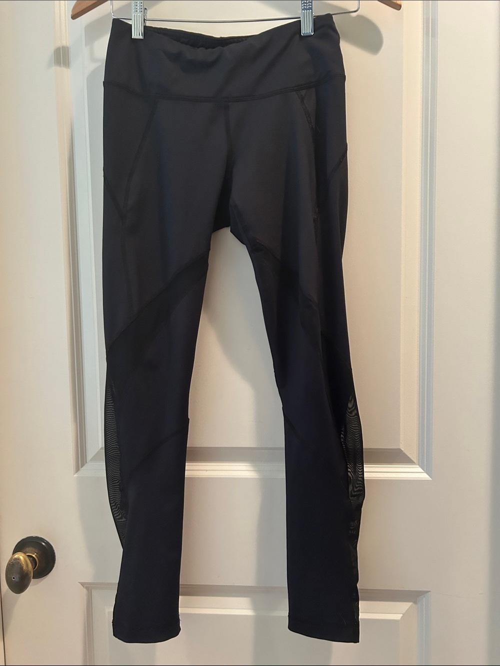 Vina 12% Spandex! Athletic Leggings Mesh Panels elastic waist inner pouch size S